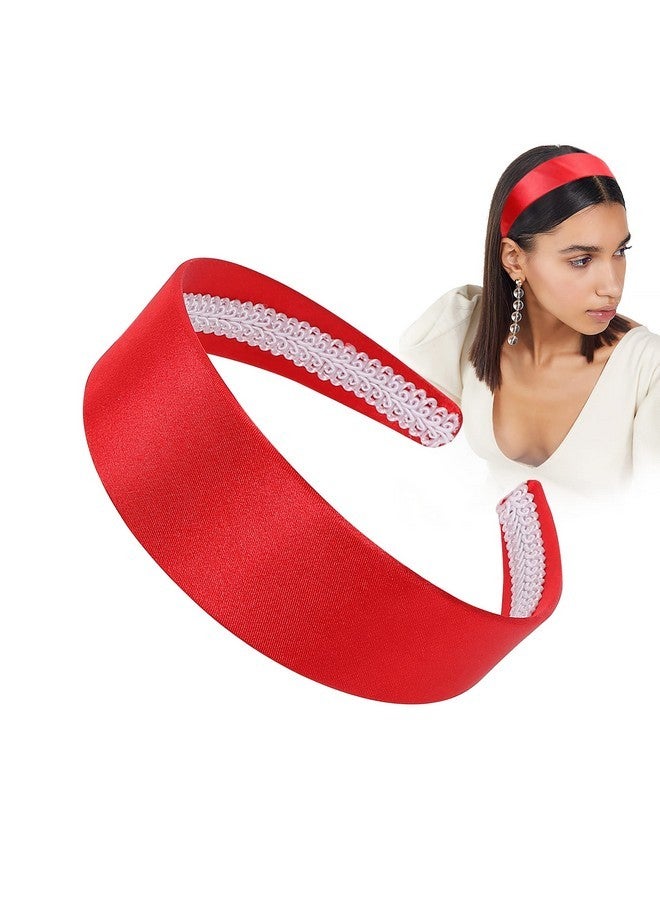 Ivyu Red Headband for Women 70s Headband Wide Thick Headbands Girls Halloween Satin Headbands for Adults Girls 60s headband Hard Head Bands - Image 1