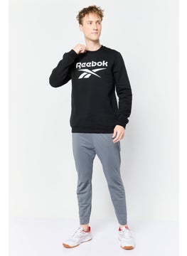 Reebok Men Sportswear Fit Brand Logo Long Sleeves Outdoor Sweatshirt, Black  - Image 3