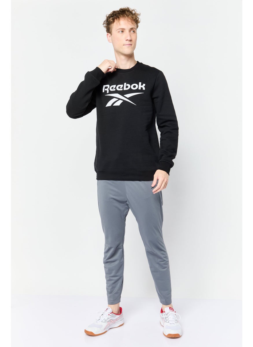 Reebok Men Sportswear Fit Brand Logo Long Sleeves Outdoor Sweatshirt, Black  - Image 3