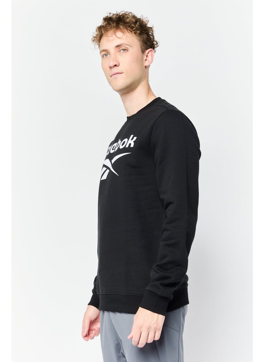 Reebok Men Sportswear Fit Brand Logo Long Sleeves Outdoor Sweatshirt, Black  - Image 4