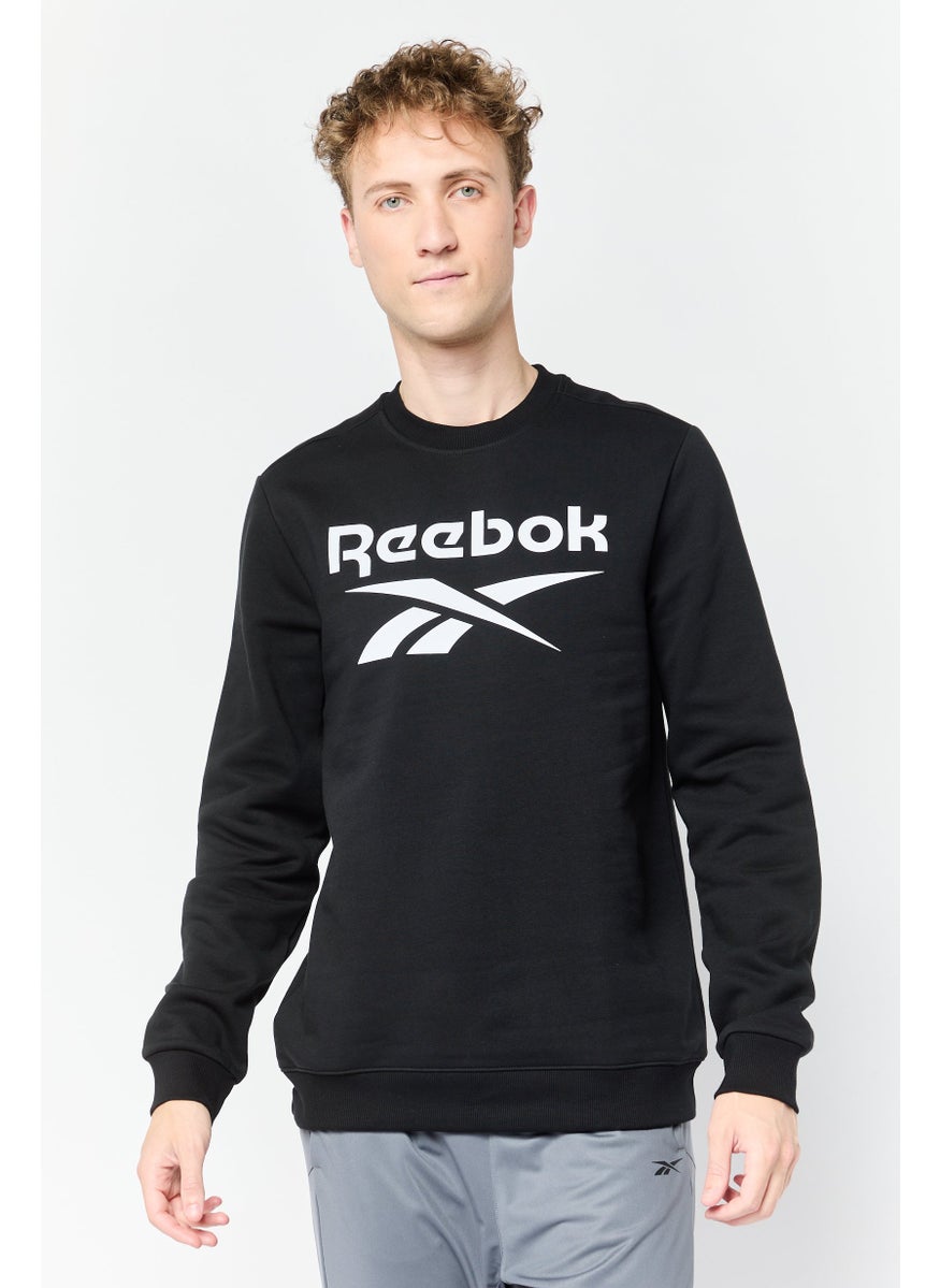 Reebok Men Sportswear Fit Brand Logo Long Sleeves Outdoor Sweatshirt, Black  - Image 1
