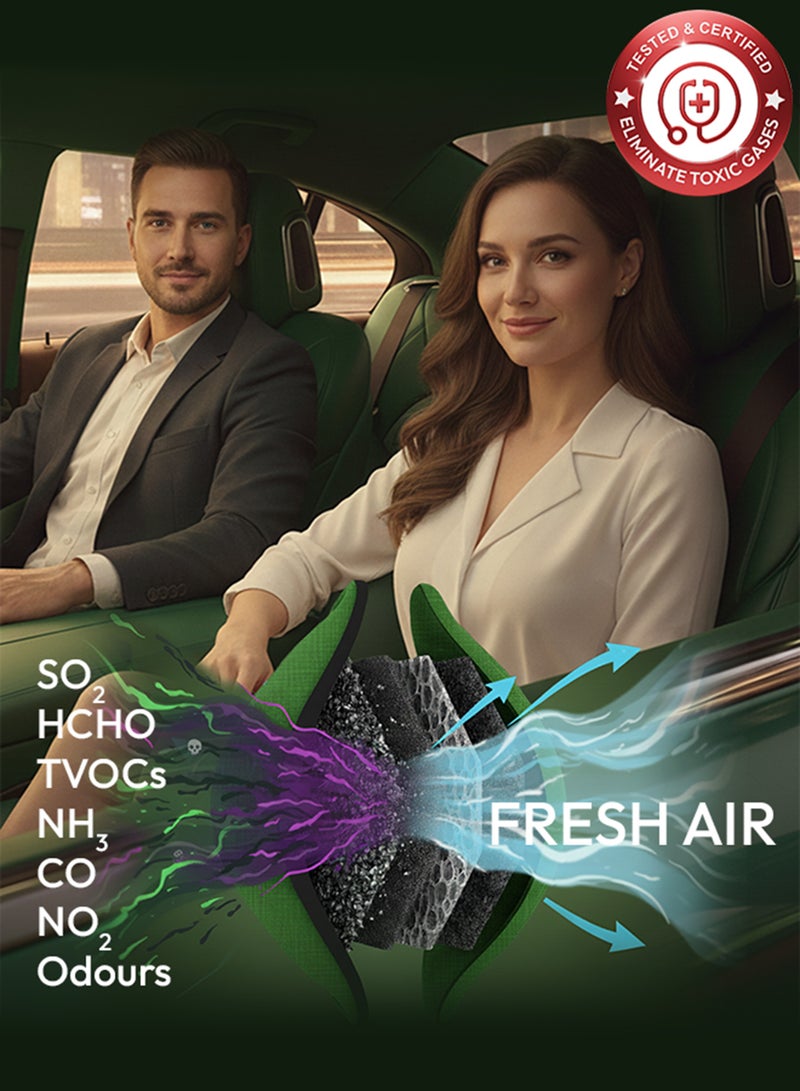GOODAIR 2.0 Car Air Purifier | Non-electric | Forest Green |Clinically Proven| Tested & Certified to Absorb Toxic Gases | Advanced Impregnated Activated Carbon | 24/7 Air Purification - Image 3