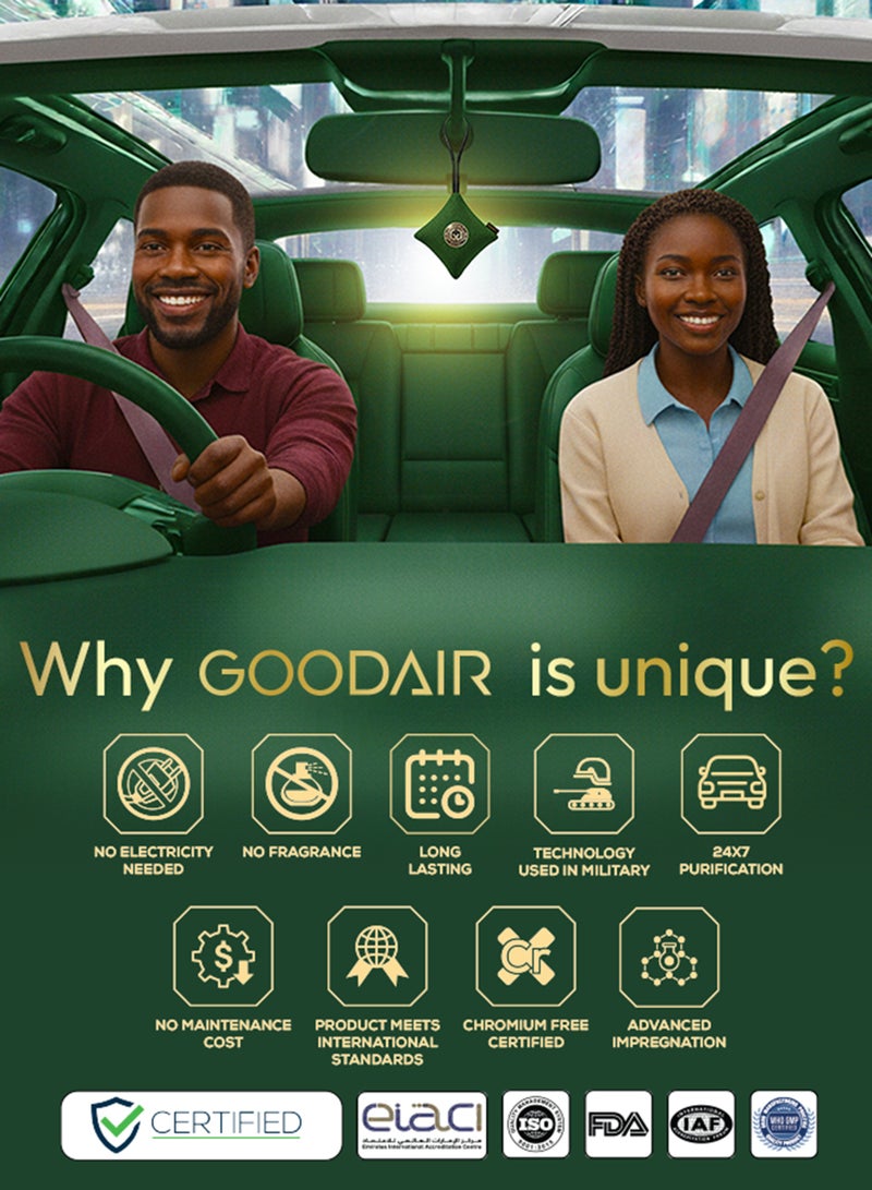 GOODAIR 2.0 Car Air Purifier | Non-electric | Forest Green |Clinically Proven| Tested & Certified to Absorb Toxic Gases | Advanced Impregnated Activated Carbon | 24/7 Air Purification - Image 5