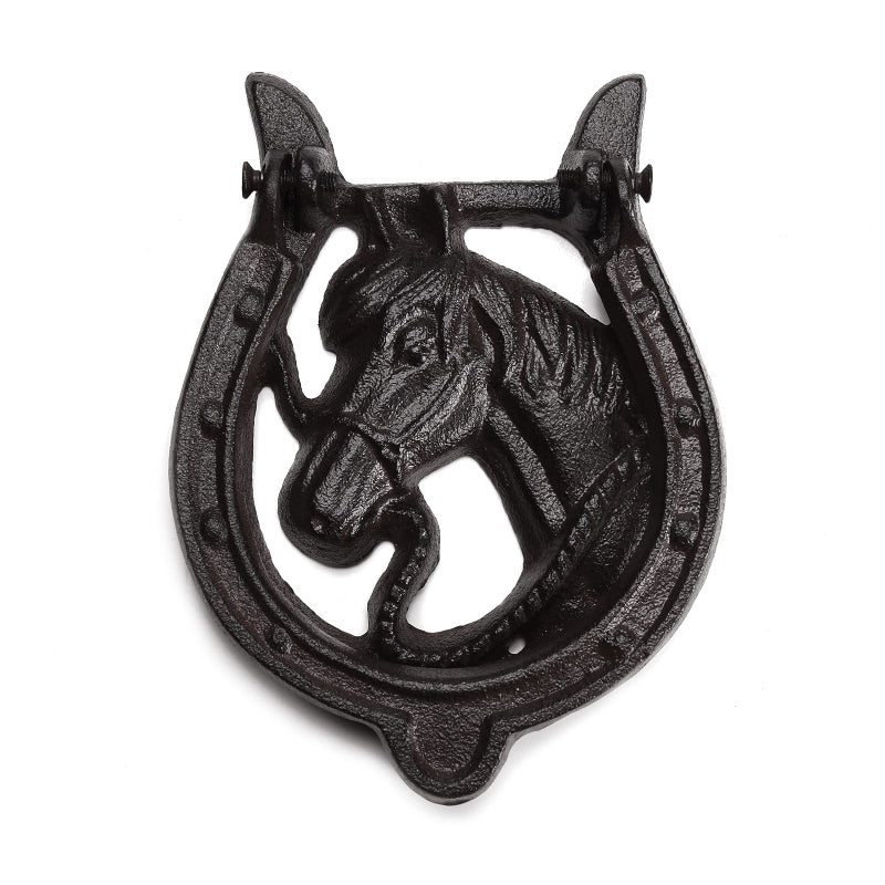 BRASSTAR Cast Iron Antique Horse Hammer Door Knocker Finish Collectible Vintage Rust Color Home Decor Accessories TQGJPT169