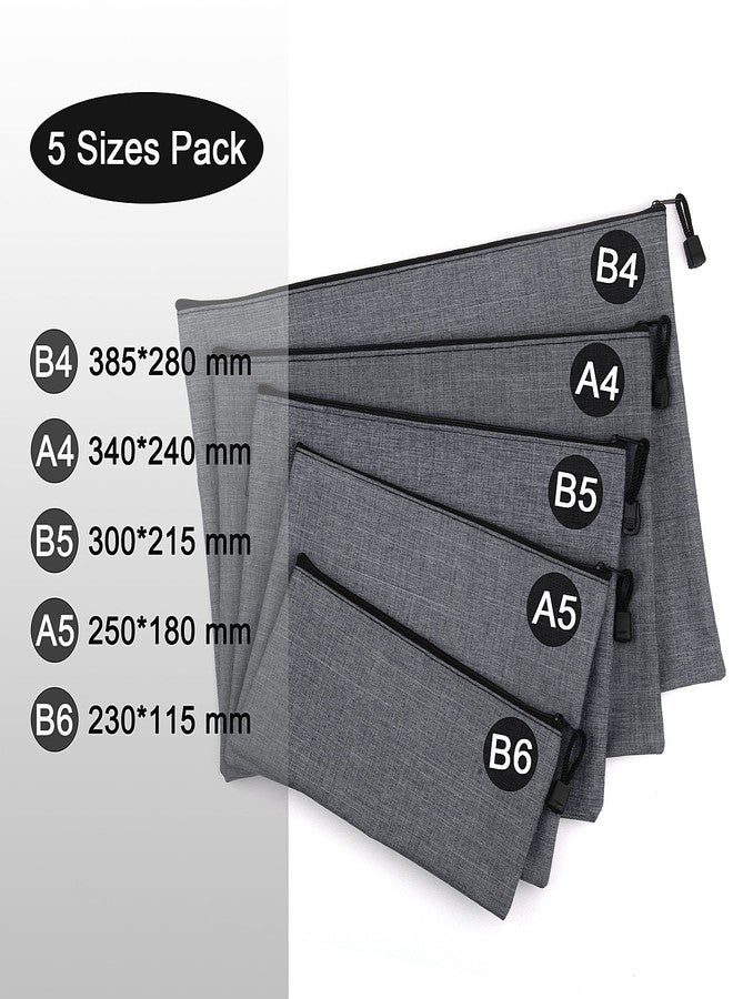 ADVcer 5 Pack Canvas Zipper Tool Bag Set - 5 Sizes B4 A4 B5 A5 B6, Heavy Duty Waterproof Multipurpose Utility Multi Tool Storage Pouch Case for Organizing & Sorting Household Tools, Spare Parts (Gray) - Image 2