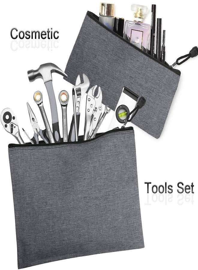 ADVcer 5 Pack Canvas Zipper Tool Bag Set - 5 Sizes B4 A4 B5 A5 B6, Heavy Duty Waterproof Multipurpose Utility Multi Tool Storage Pouch Case for Organizing & Sorting Household Tools, Spare Parts (Gray) - Image 4