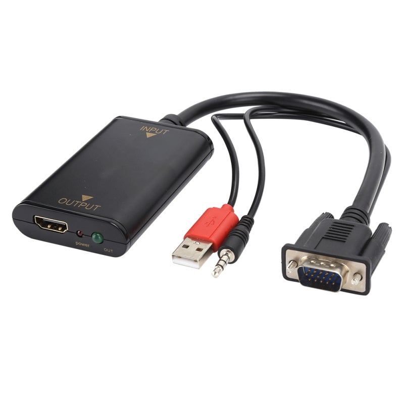 محول VGA إلى HDMI بدقة 1080P لتحويل كامل للفيديو والصوت - محول فيديو HDMI بتقنية التوصيل والتشغيل لأجهزة التلفاز عالية الدقة والبروجيكتور ومراكز مراقبة البيانات والمؤتمرات والمدارس - Image 1
