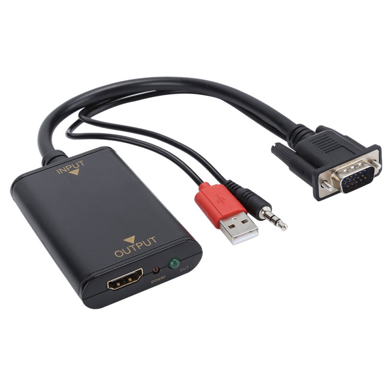 محول VGA إلى HDMI بدقة 1080P لتحويل كامل للفيديو والصوت - محول فيديو HDMI بتقنية التوصيل والتشغيل لأجهزة التلفاز عالية الدقة والبروجيكتور ومراكز مراقبة البيانات والمؤتمرات والمدارس - Image 2