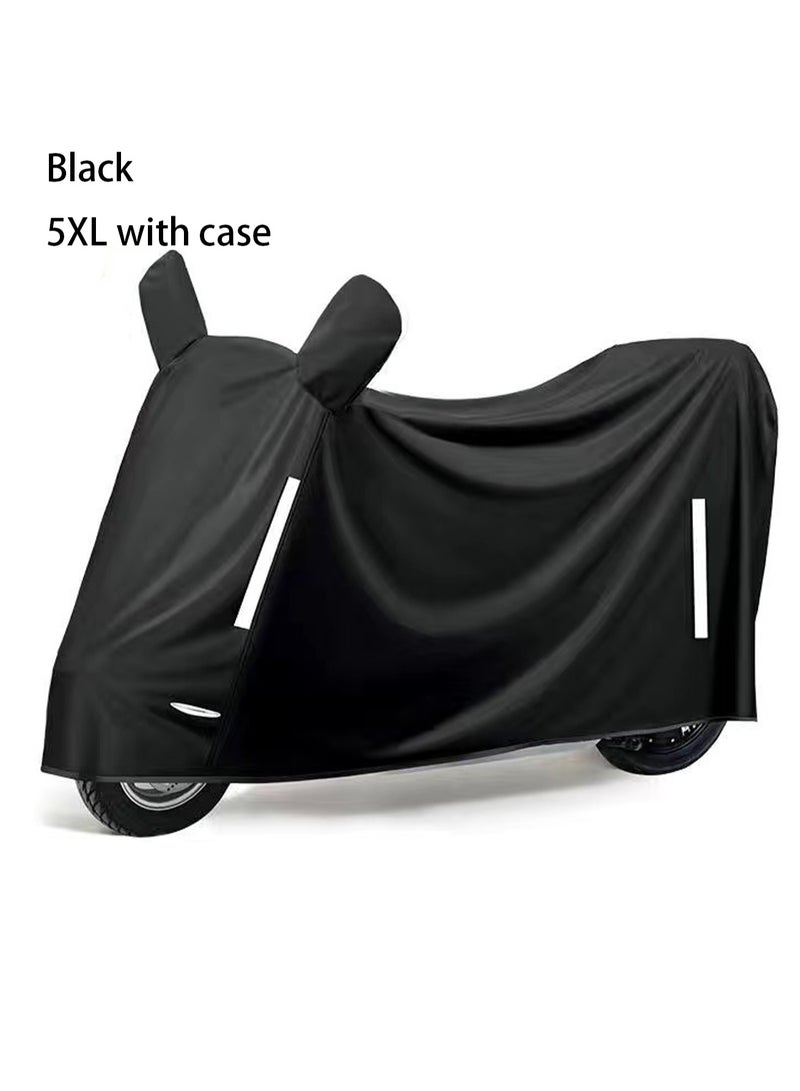Generic 5xl Black Bicycle Cover + Mirror Cover Waterproof Outdoor Bicycle Rain Cover Reflective Strip With Keyhole Storage Bag  - Image 1