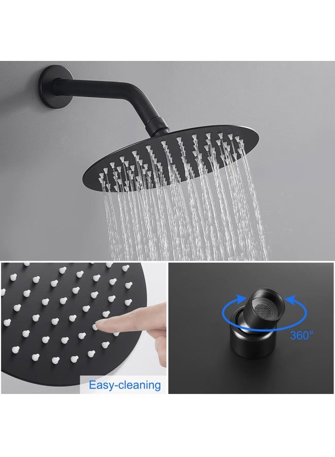 POPFLY Black Shower Faucet Set, Bathroom Rainfall Shower System with 8" Shower Head, Single Function Shower Trim Kit with Black Rough-in Valve Kit - Image 3