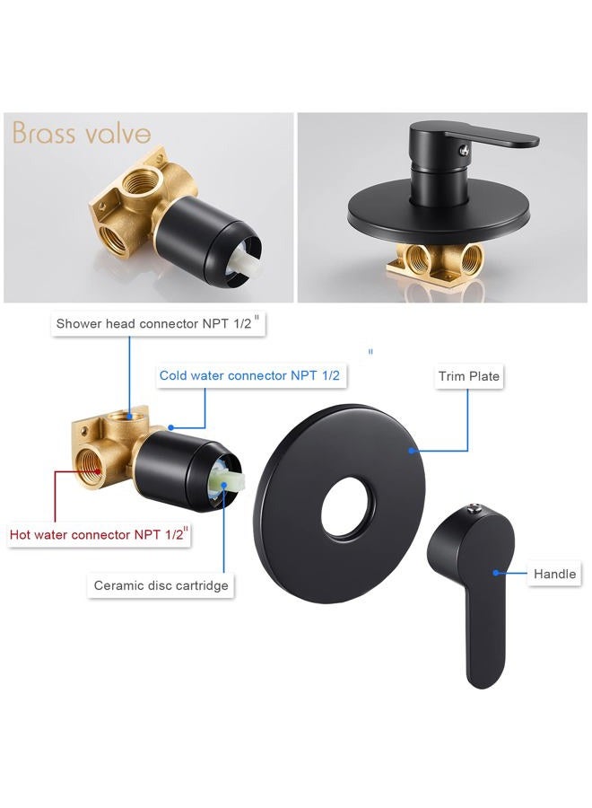 POPFLY Black Shower Faucet Set, Bathroom Rainfall Shower System with 8" Shower Head, Single Function Shower Trim Kit with Black Rough-in Valve Kit - Image 5