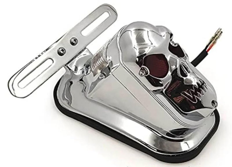 Taç Motorcycle Skull Tail Light, Rear Brake Stop Lamp (Chrome) - Image 1