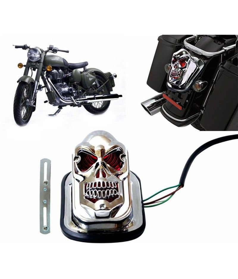 Taç Motorcycle Skull Tail Light, Rear Brake Stop Lamp (Chrome) - Image 4