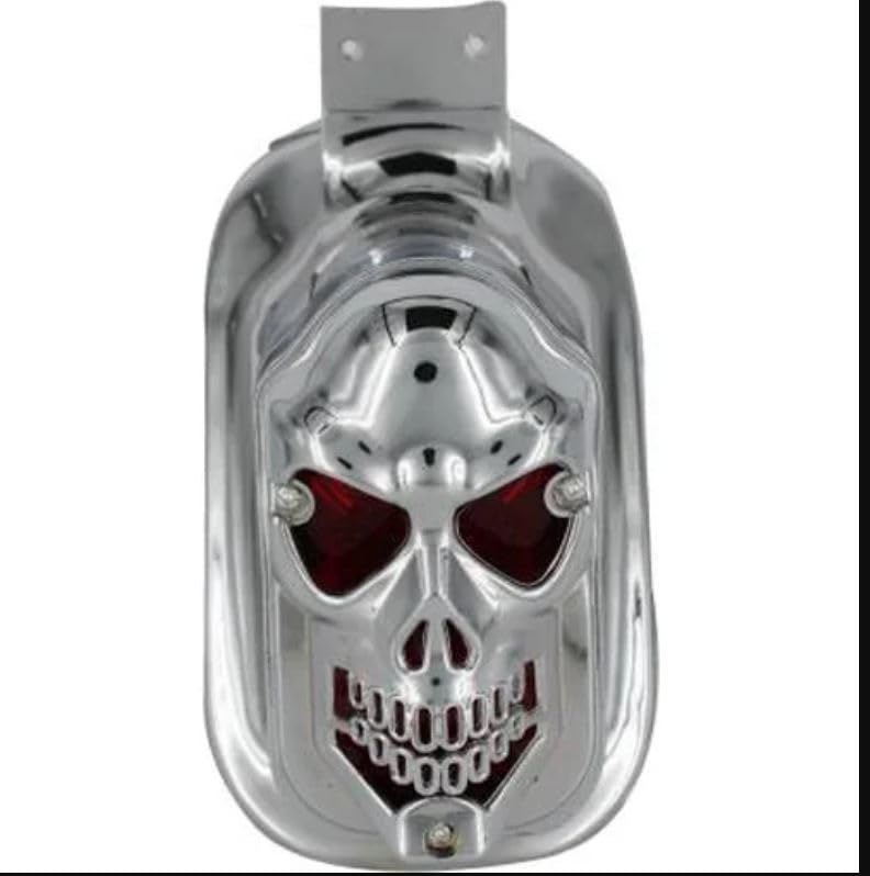 Taç Motorcycle Skull Tail Light, Rear Brake Stop Lamp (Chrome) - Image 5