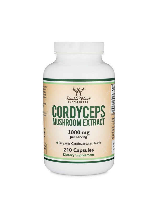 Cordyceps Capsules (Cordyceps Sinensis Mushroom Extract) 210 Count, 3.5 Month Supply, 1,000MG (7% Polysaccharides with Alpha and Beta Glucans) Overall and Aging Support by Double Wood