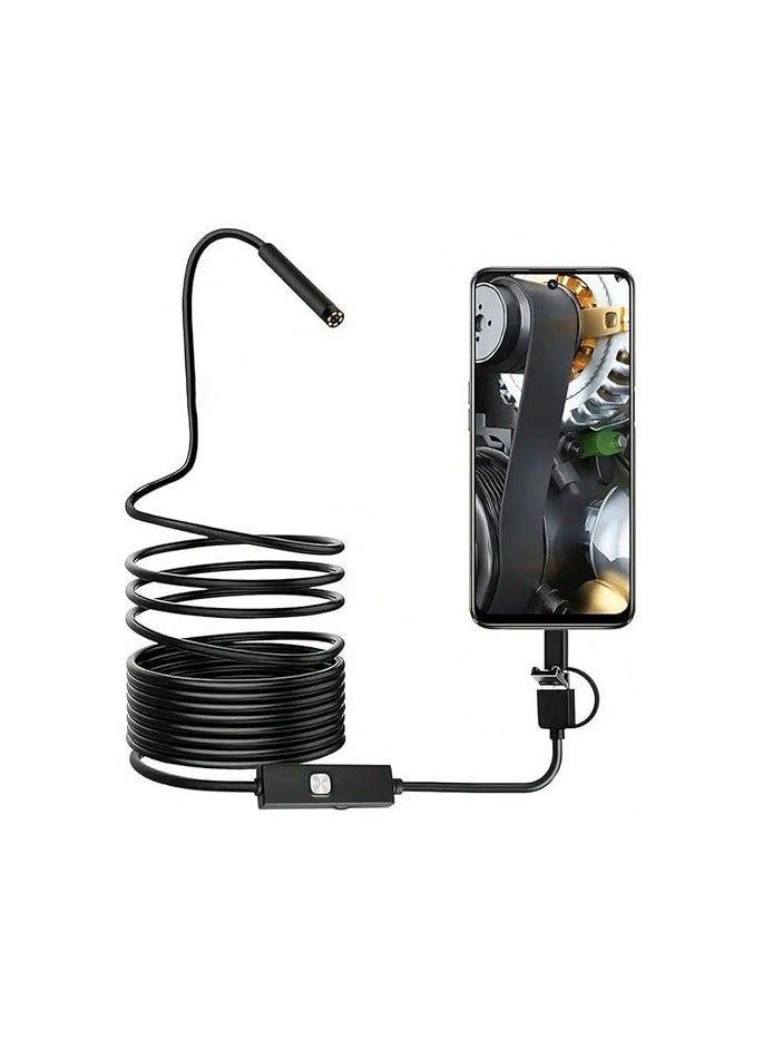 أمازينج. إي جي بي كاميرا منظار USB، كاميرا فحص مقاومة للماء مقاس 7 مم مع ضوء LED، OTG UVC متوافقة مع الهواتف الذكية التي تعمل بنظام Android والكمبيوتر الشخصي (5 أمتار) - Image 2