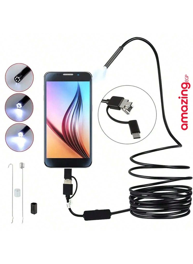 أمازينج. إي جي بي كاميرا منظار USB، كاميرا فحص مقاومة للماء مقاس 7 مم مع ضوء LED، OTG UVC متوافقة مع الهواتف الذكية التي تعمل بنظام Android والكمبيوتر الشخصي (5 أمتار) - Image 3