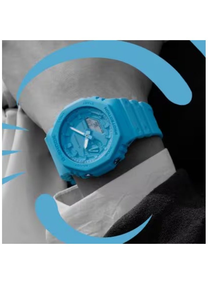 Casio G-Shock GA-2100-2A2ER Men’s Watch – Turquoise Blue Resin Case & Strap, Blue Dial, tone-on-tone turquoise/blue index markers, Analog-Digital, Carbon Core Guard, Shock Resistant, 200M Water Resistant. - Image 4