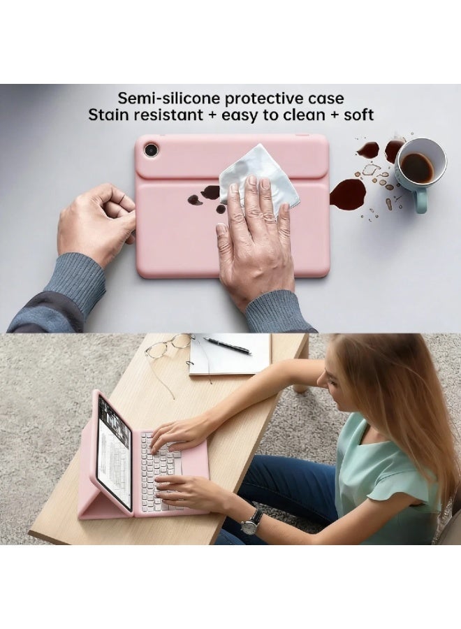 Keyboard Case for Samsung Tab A9+ 2023/A11+ 2025 11"  with Touchpad, Detachable 7 Color Backlit Keyboard with Stylus, Stain-Resistant Cover, Portable Lightweight Keyboard Case with Pencil Holder, Includes Bluetooth Mouse, Screen Protector, Stylus, Keyboard Cover, Pink - Image 4