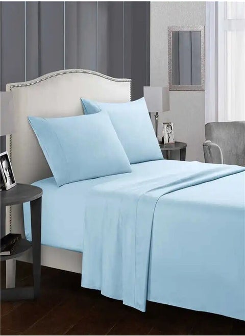 Line Sleep Microfiber Sheet Set -  Color : light blue