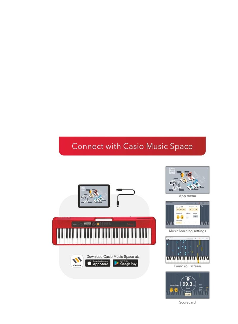 Casio CT-S200 61-Key Portable Keyboard (Red) - Image 2