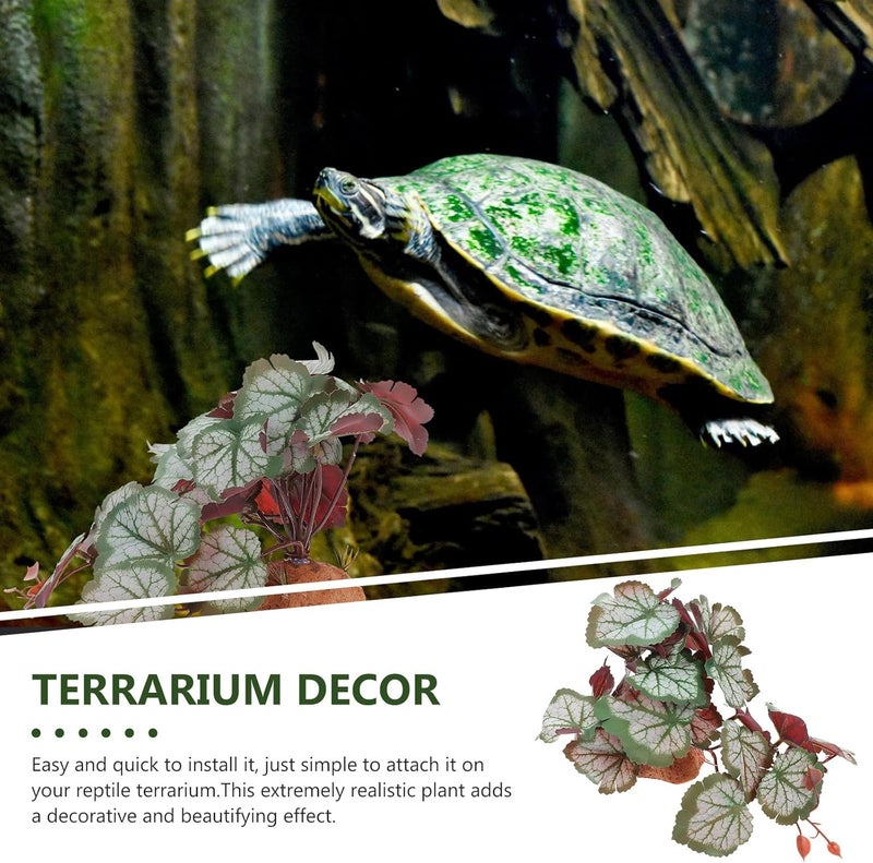 BESTonZON Reptile Fake Plant Terrarium Artificial Plant Decor for Gecko Tank and Turtle Habitat for Reptile Enclosure and Amphibian Terrarium - Image 3