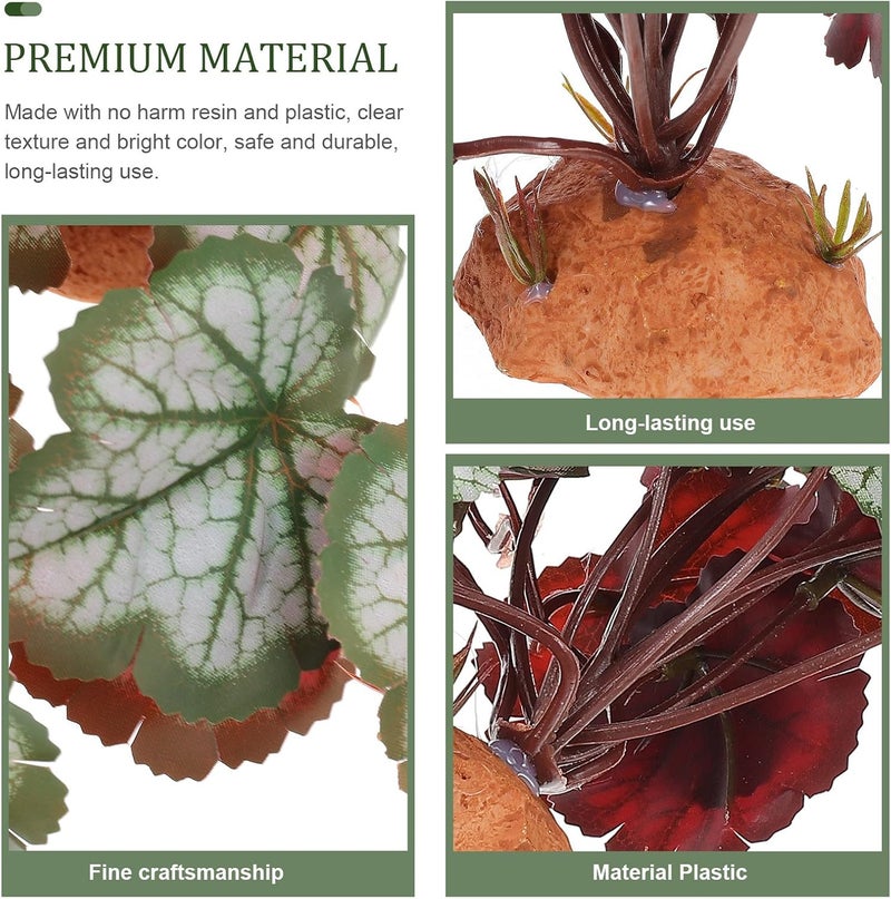 BESTonZON Reptile Fake Plant Terrarium Artificial Plant Decor for Gecko Tank and Turtle Habitat for Reptile Enclosure and Amphibian Terrarium - Image 5