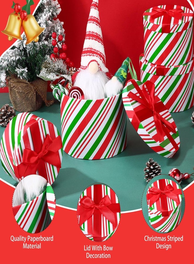 Zhanmai Red White Green Christmas Nesting Boxes Set of 8, Stackable Round Gifts Box with Lids for Present in 4 Assorted Sizes Candy Cane Box Tower Decor for Present Wrapping Holiday Party Supplies - Image 3