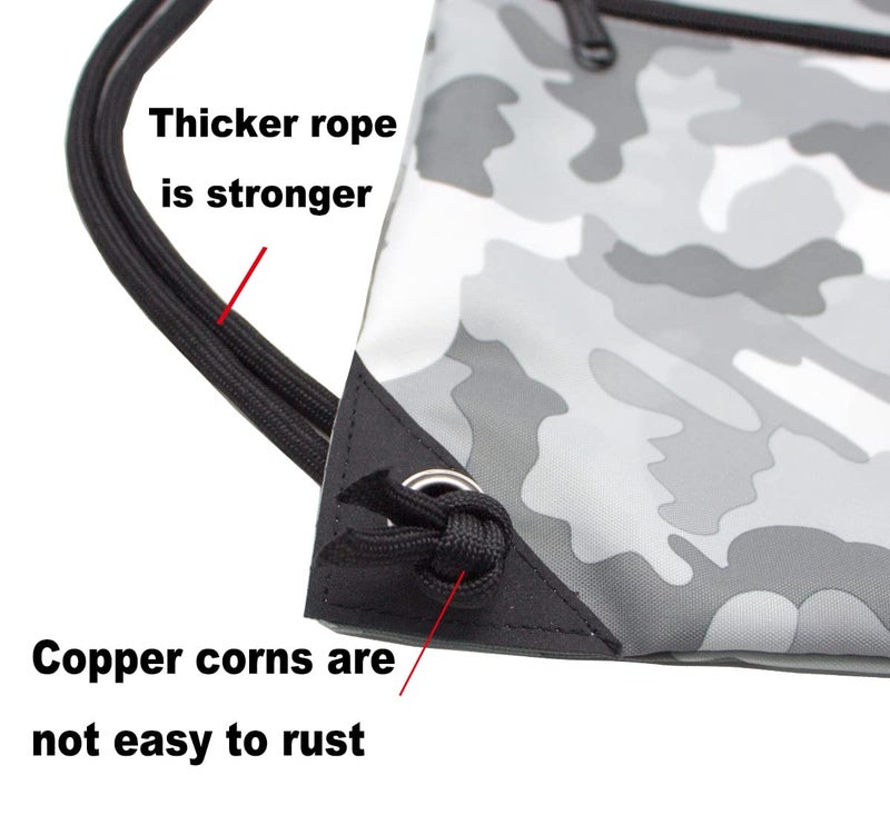 HOLYLUCK Drawstring Backpack Bag Sport Gym Sackpack (grey camo) - Image 4