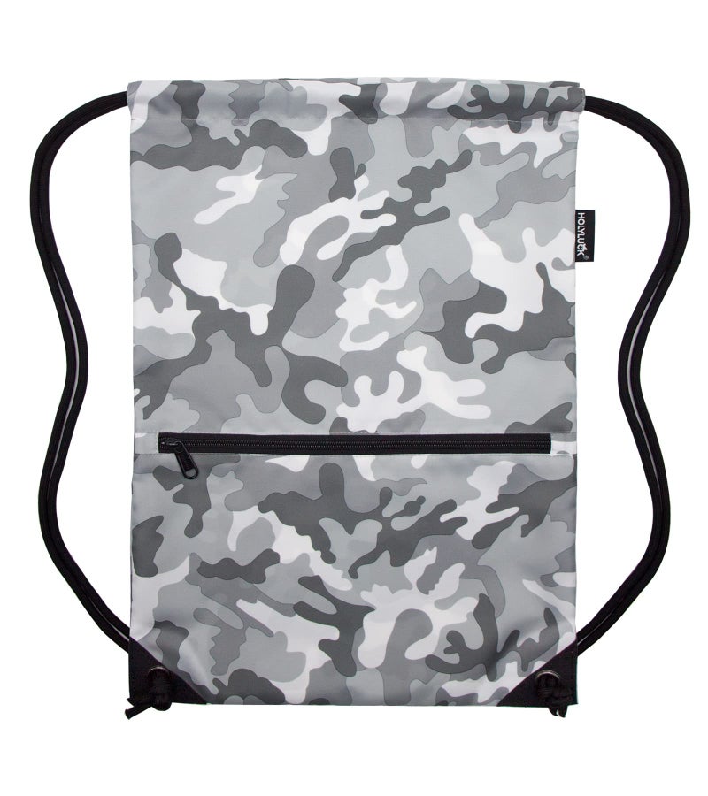 HOLYLUCK Drawstring Backpack Bag Sport Gym Sackpack (grey camo) - Image 2