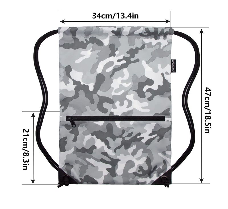 HOLYLUCK Drawstring Backpack Bag Sport Gym Sackpack (grey camo) - Image 3