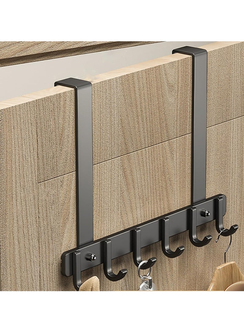 TYCOM Over The Door Hook Heavy Duty Over Door Hanger Holder for Coat Robe Hat Clothe Towels Hanging Bathroom Organizer Towel Rack 6 Hooks Aluminum Black.  - Image 1