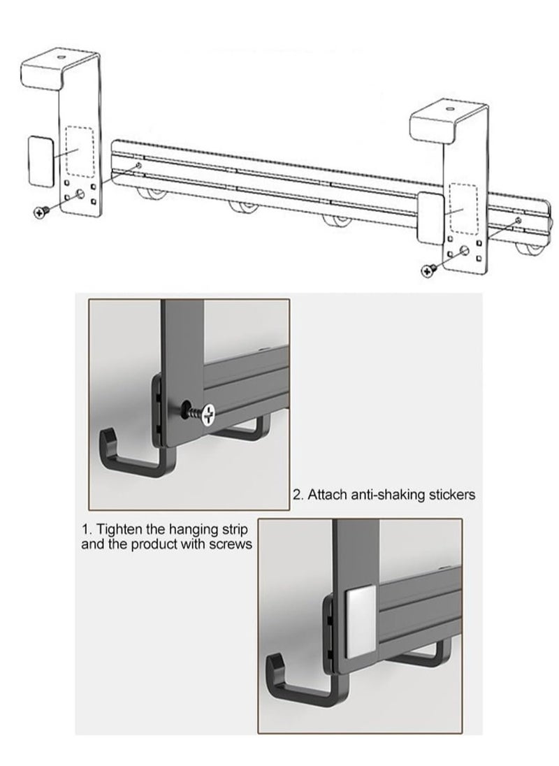TYCOM Over The Door Hook Heavy Duty Over Door Hanger Holder for Coat Robe Hat Clothe Towels Hanging Bathroom Organizer Towel Rack 6 Hooks Aluminum Black.  - Image 4