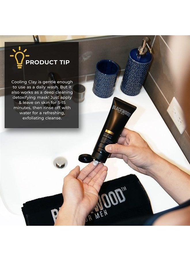 Blackwood For Men Cooling Clay Face Wash - Activated Charcoal, Menthol, & Tanakura Clay Cleanser & Mask for Deep Cleansing & Acne Treatment - Sulfate Free, Paraben Free, & Cruelty Free (7.41 oz)  - Image 5
