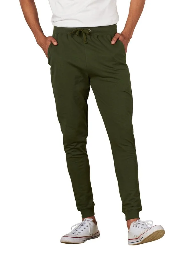 The Souled Store Men Olive Slim Fit Cuffed Joggers