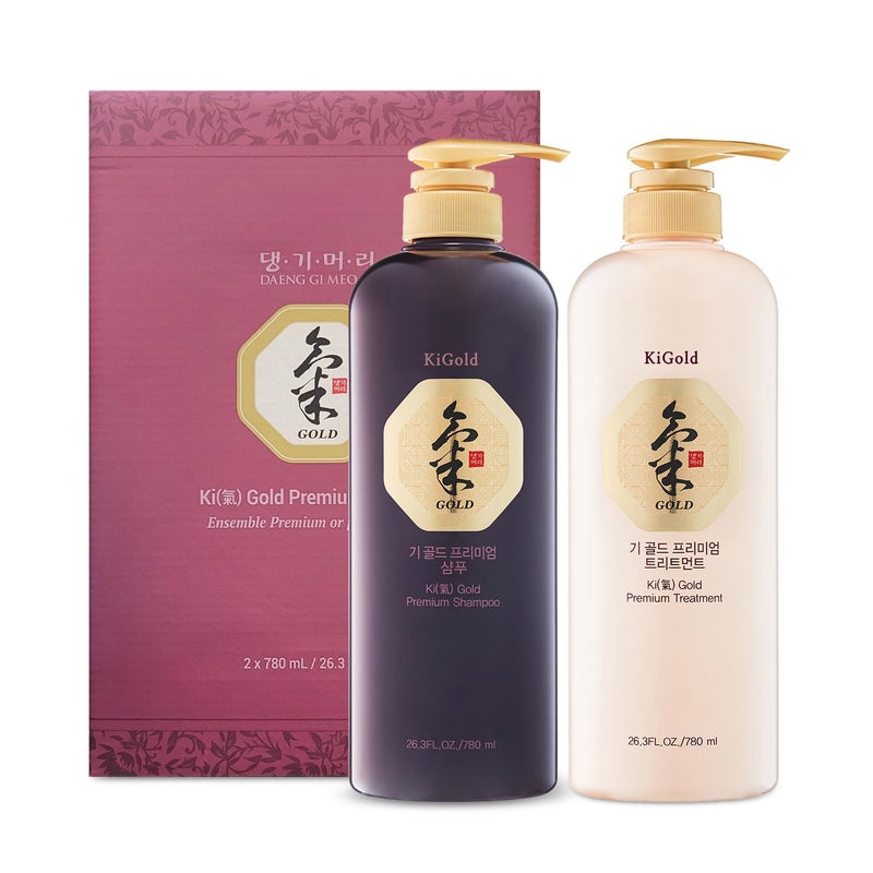 Daeng Gi Meo Ri - Ki Gold Premium Shampoo and Treatment Set, Promotes Healthy Hair Growth, Scalp Stimulant, Prevents Hair Loss, 26.3 FL OZ Each - Image 1