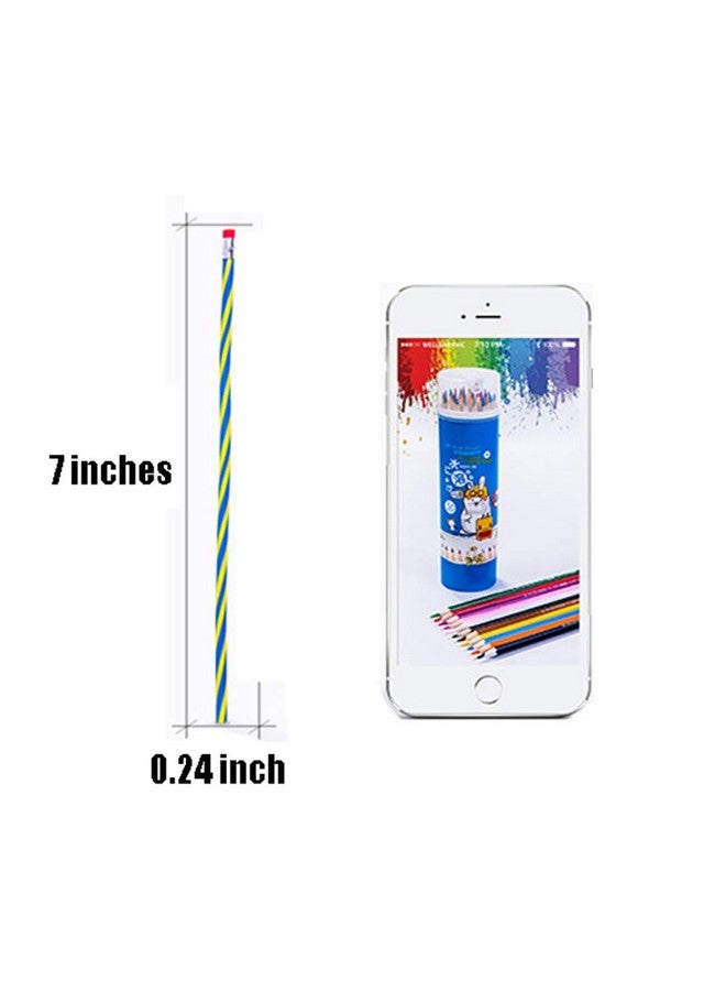 Hamiggaa 35 Pcs Colorful Flexible Soft Pencil,Striped Magic Bendy Pencil With Eraser,Bendable Pencil For Valentine'S Day,Children And Students,Classroom Gifts,Back To School Supplies - Image 2