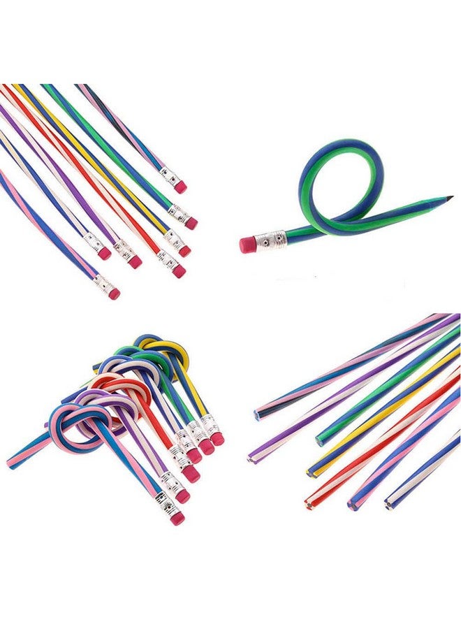 Hamiggaa 35 Pcs Colorful Flexible Soft Pencil,Striped Magic Bendy Pencil With Eraser,Bendable Pencil For Valentine'S Day,Children And Students,Classroom Gifts,Back To School Supplies - Image 3