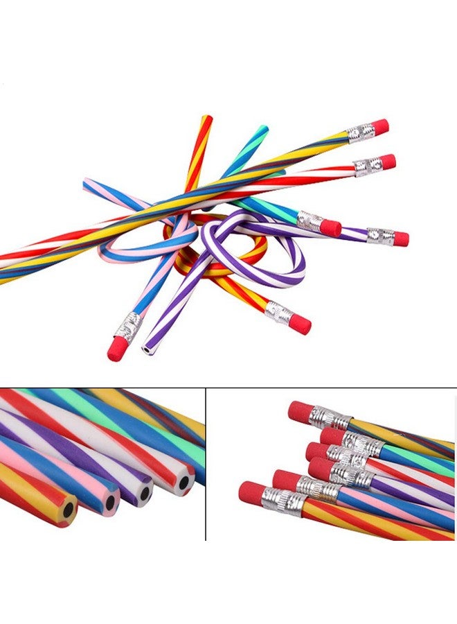 Hamiggaa 35 Pcs Colorful Flexible Soft Pencil,Striped Magic Bendy Pencil With Eraser,Bendable Pencil For Valentine'S Day,Children And Students,Classroom Gifts,Back To School Supplies - Image 5