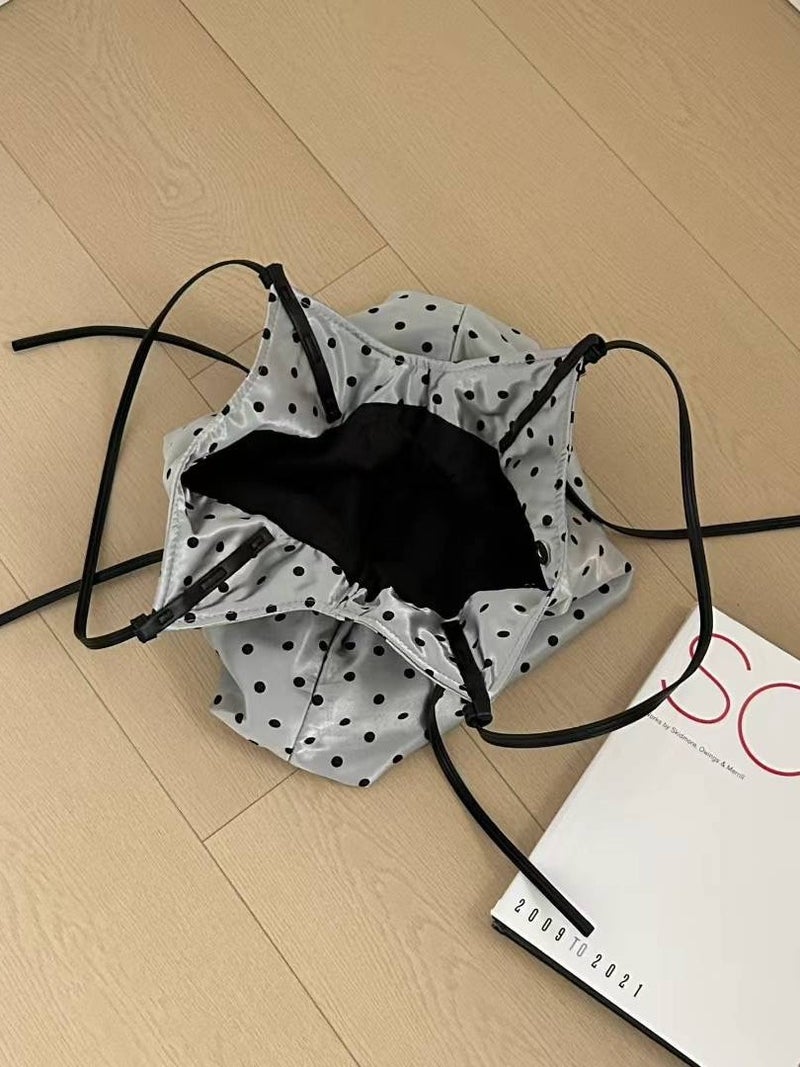 Duoguo Women'S Bag Large Capacity Lazy Polka Dot Shoulder Bag Women'S 2025 Relaxed Fashion Retro Satin Tote Bag - Image 5