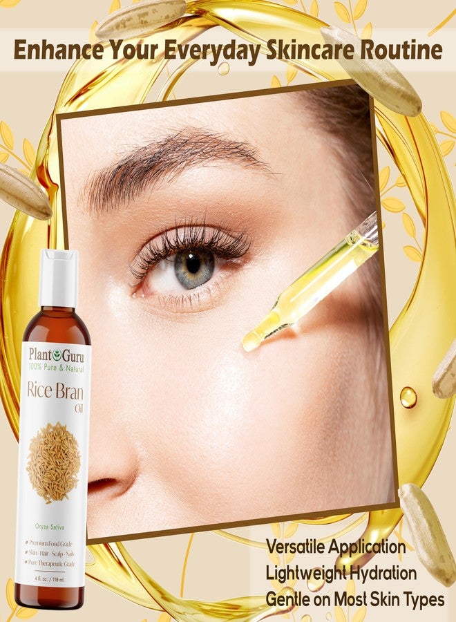 Plant Guru زيت نخالة الأرز 4 أونصة سائلة - زيت ناقل نقي وطبيعي 100% لترطيب البشرة والوجه والجسم والشعر. رائع لكريمات، لوشن، وبلسم الشفاه محلية الصنع. - Image 4