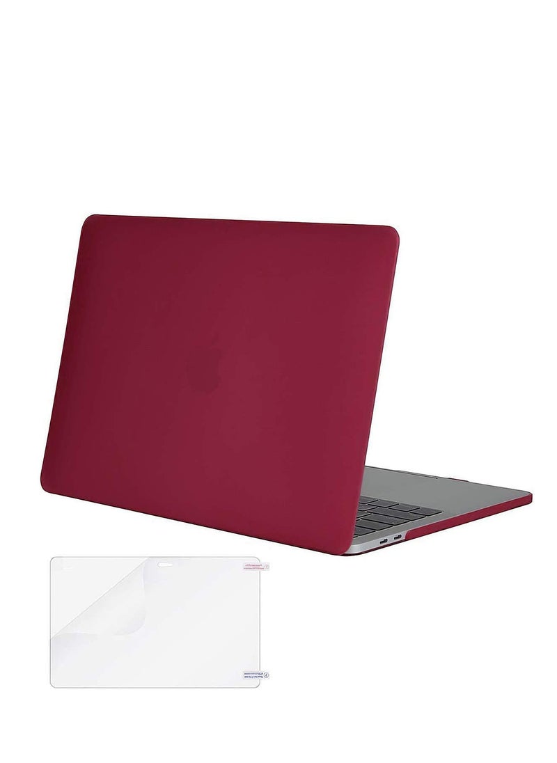 RDN - MacBook Air 13 Inch Case A1466 A1369 Smooth Softtouch Plastic Matte Cover With Screen Protector Hard Shell Wine Red - Image 1