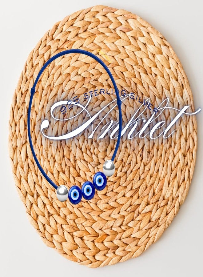 DARSHRAJ 925 Sterling Silver Blue Thread Anklet with 2 Silver Balls & 3 Evil Eye | Handmade Anklet for Women & Girls - Image 2