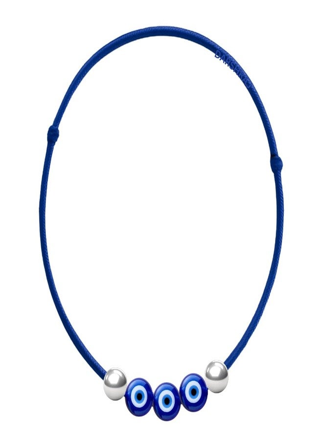 DARSHRAJ 925 Sterling Silver Blue Thread Anklet with 2 Silver Balls & 3 Evil Eye | Handmade Anklet for Women & Girls - Image 1