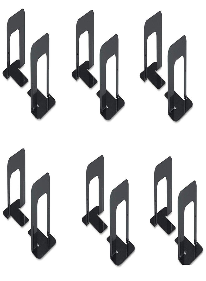 Innovera Nonskid Heavy Gauge Steel Universal Economy Bookends, 4 3/4 x 5 1/4 x 5-Inches, Black, 6 Pair (54055) - Image 1