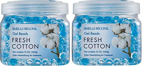 SMELLS BEGONE Odor Eliminator Gel Beads - 12 oz  Pack of 2 - Eliminates Odor in Bathrooms  Cars  Boats  RVs & Pet Areas - Air Freshener - Made with Essential Oils - Fresh Cotton Scent - Image 1