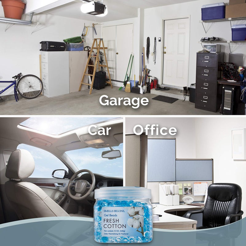 SMELLS BEGONE Odor Eliminator Gel Beads - 12 oz  Pack of 2 - Eliminates Odor in Bathrooms  Cars  Boats  RVs & Pet Areas - Air Freshener - Made with Essential Oils - Fresh Cotton Scent - Image 4