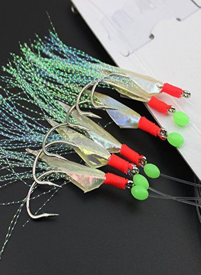 OriGlam Luminous Fishing Rigs with Real Fish Skin, Glow Beads & High Carbon Hooks for Fresh/Saltwater - Image 1