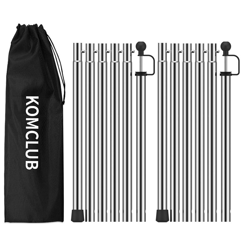 KOMCLUB Telescoping Tent Poles Tarp Poles Adjustable Stainless Steel Camping Tarp Pole for Outdoor Canopy Awning Rain Shelter945 in Set of 2 - Image 2