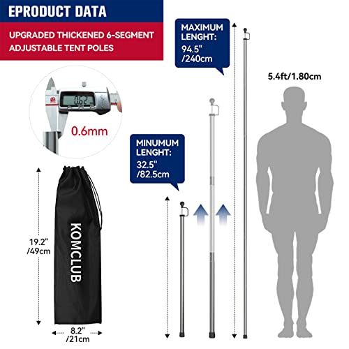 KOMCLUB Telescoping Tent Poles Tarp Poles Adjustable Stainless Steel Camping Tarp Pole for Outdoor Canopy Awning Rain Shelter945 in Set of 2 - Image 3